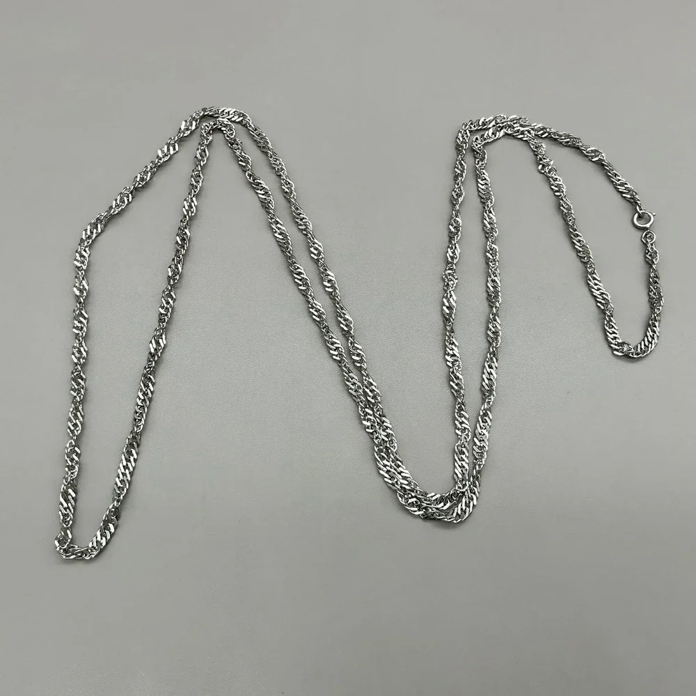 Necklace Silver Tone Twisted Rope Chain Long Layering Statement 40 Inch Classic
